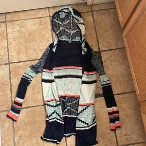 Aztec turquoise cardigan with hood Charlotte Russe small